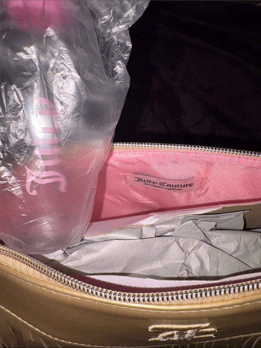 NWT big Juicy Couture Gold Fringe Wristlet Clutch